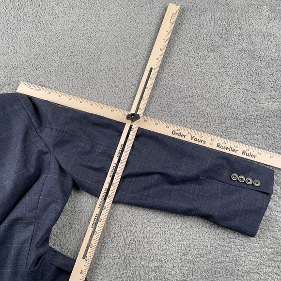 Jos A Bank Blazer Mens 36 Regular Blue Plaid Wool 1905 Tailored Fit Jacket Brrr - Picture 13 of 15